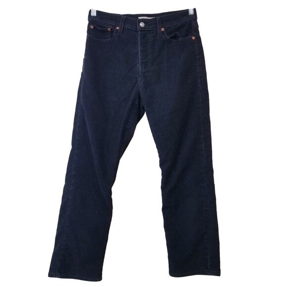 Levi's Premium Big E Wedgie Straight Black Corduroy Pants Button Fly - Picture 1 of 15